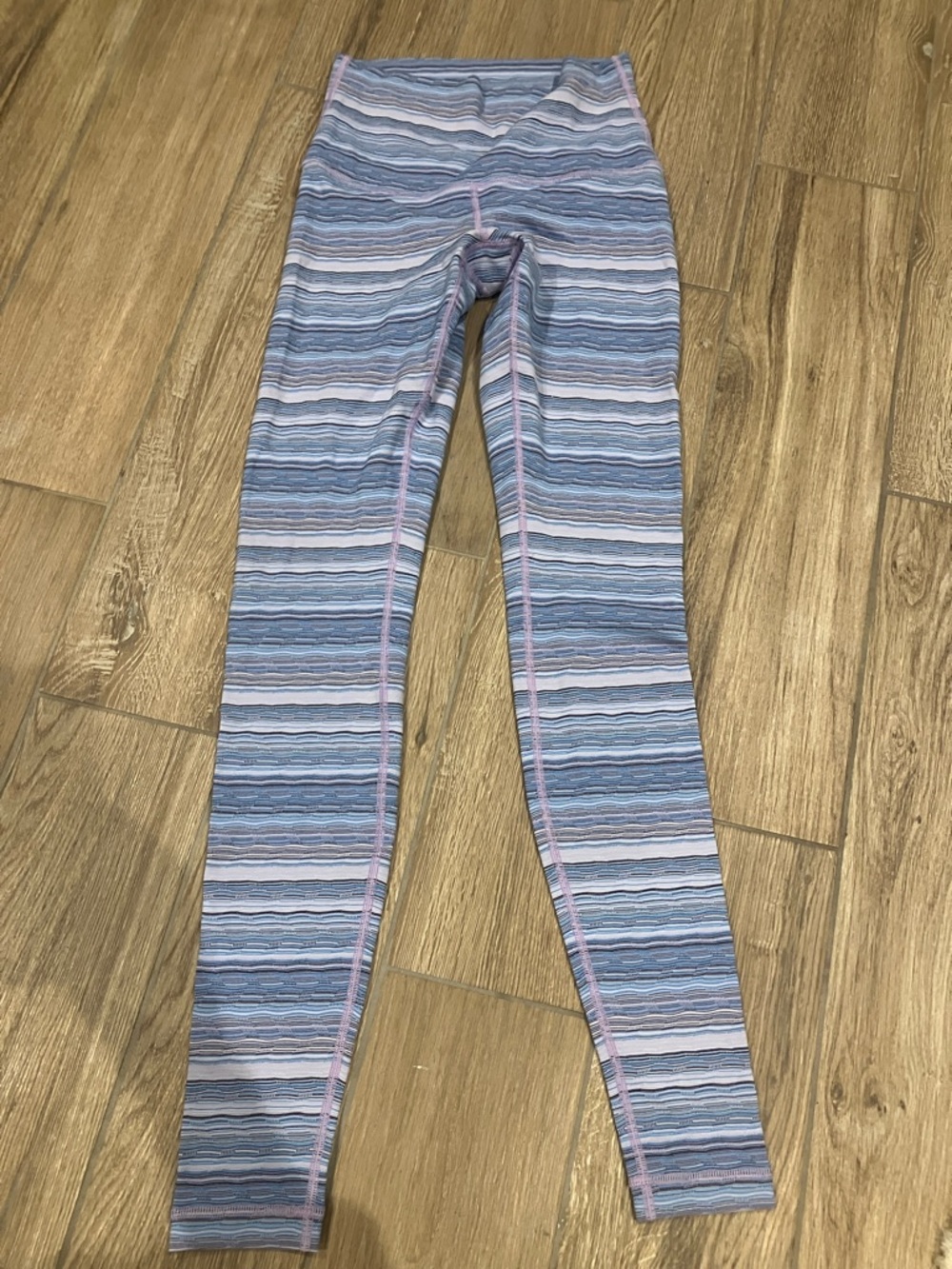 lululemon athletica Blue Striped Women's Leggings with Lilac Accents